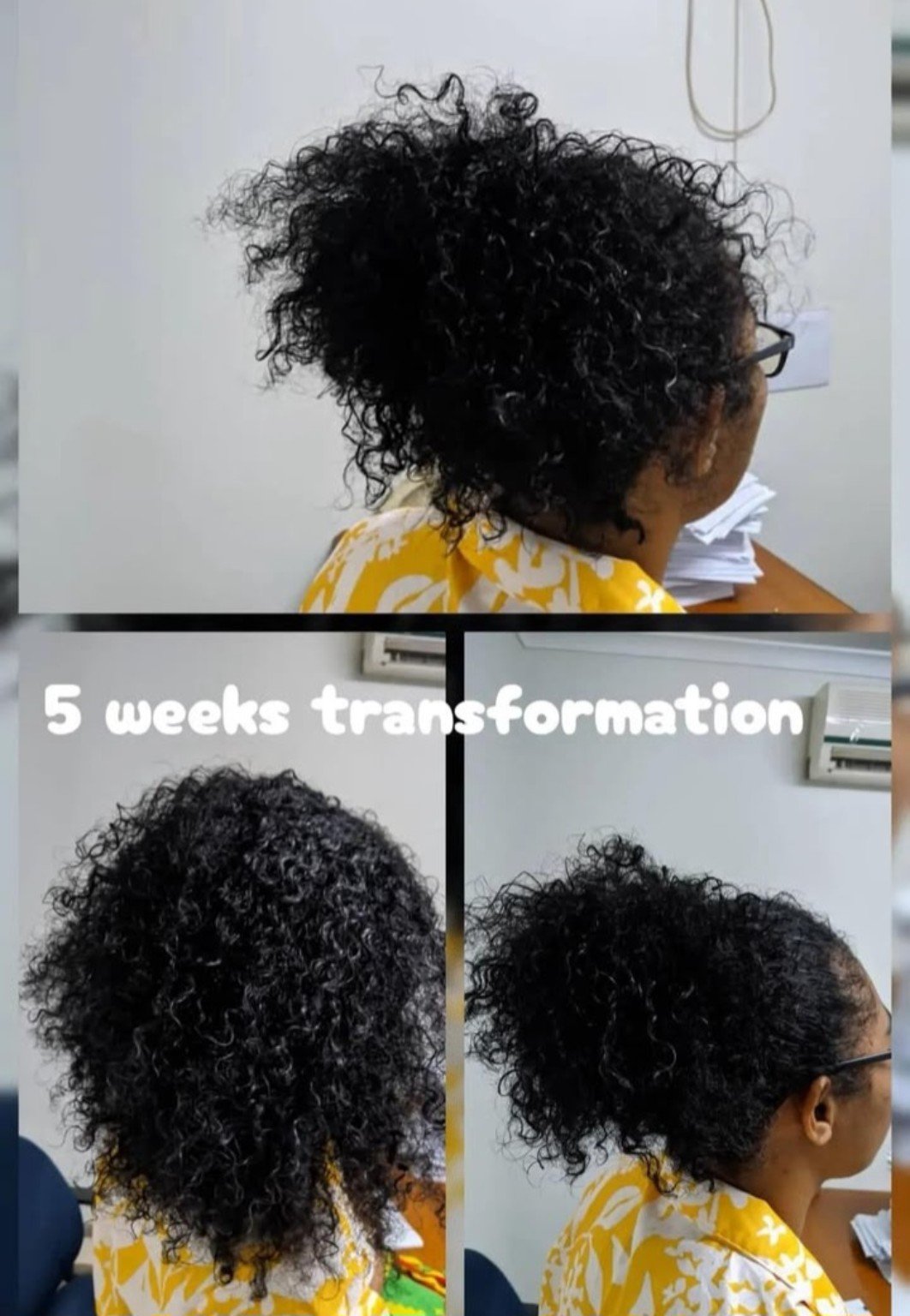 Customer five week hair transformation collage